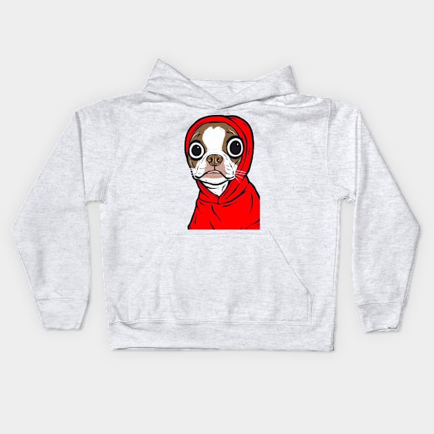 Brown Boston Terrier Hoodie Kids Hoodie by turddemon